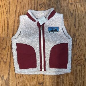 Patagonia Kids' Pink and Burgundy Fleece Vest size 3M